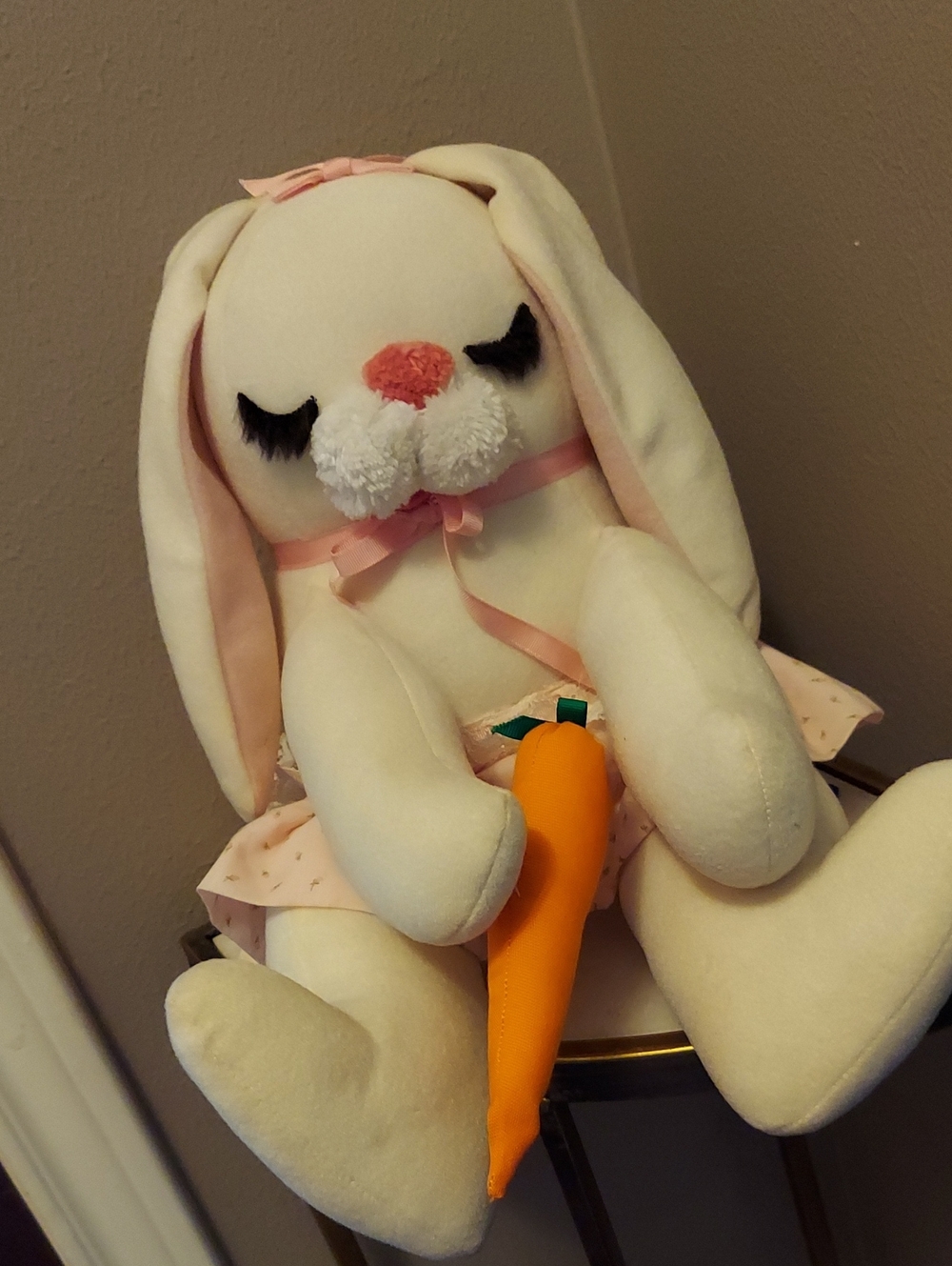 Vintage Mon Petit Chou Sleepy Bunny Nursery Plush Decor